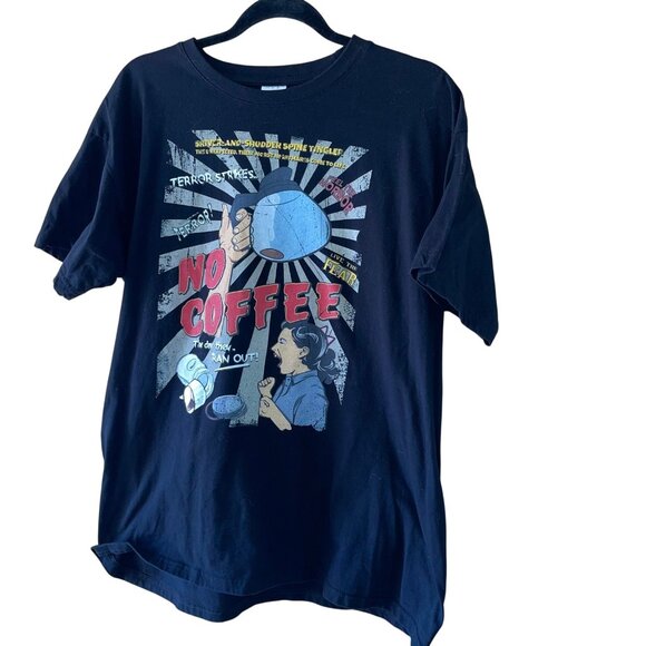 B C Collection Mens Tee Shirt Size Large Black No More Coffee Pure Cotton - Picture 1 of 11